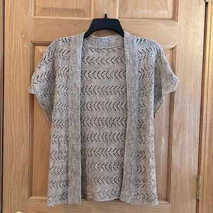 Aerie - Beachy Short Sleeve Lightweight Cardigan Sweater - Tan - Small